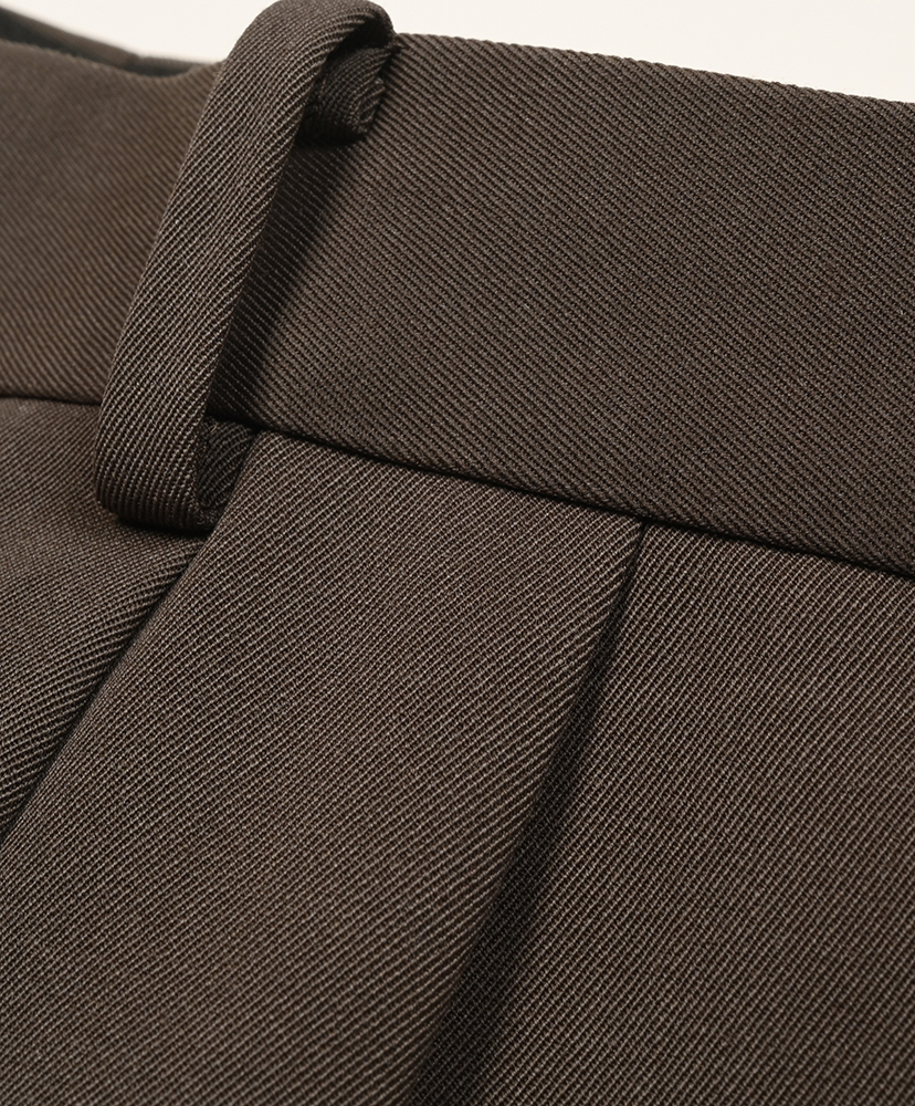 Light Wool Max Gabardine Two-Tuck Slacks Dark Brown/ダークブラウン 3(MEN)