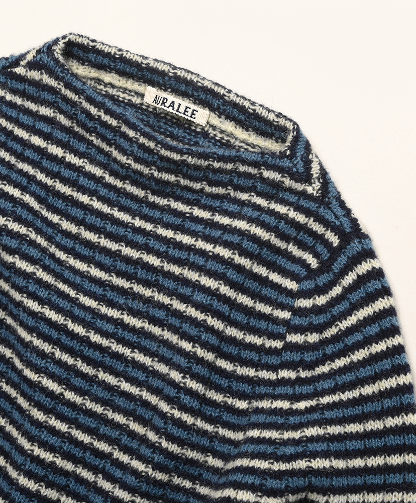 Shetland Wool Cashmere Rib Knit Boat-Neck P/O Navy Stripe/ネイビーストライプ 0(WOMEN)