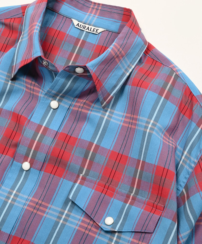 High Twist Cotton Silk Check Shirt Blue Check/ブルーチェック 3(MEN)