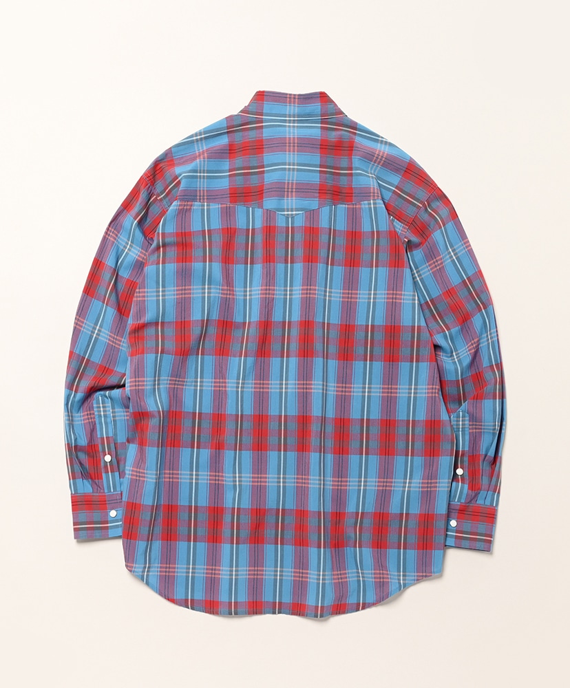 High Twist Cotton Silk Check Shirt Blue Check/ブルーチェック 3(MEN)