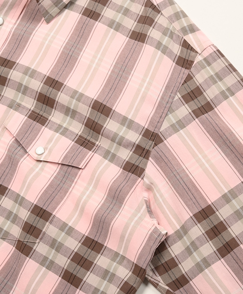 High Twist Cotton Silk Check Shirt Pink Check/ピンクチェック 5(MEN)