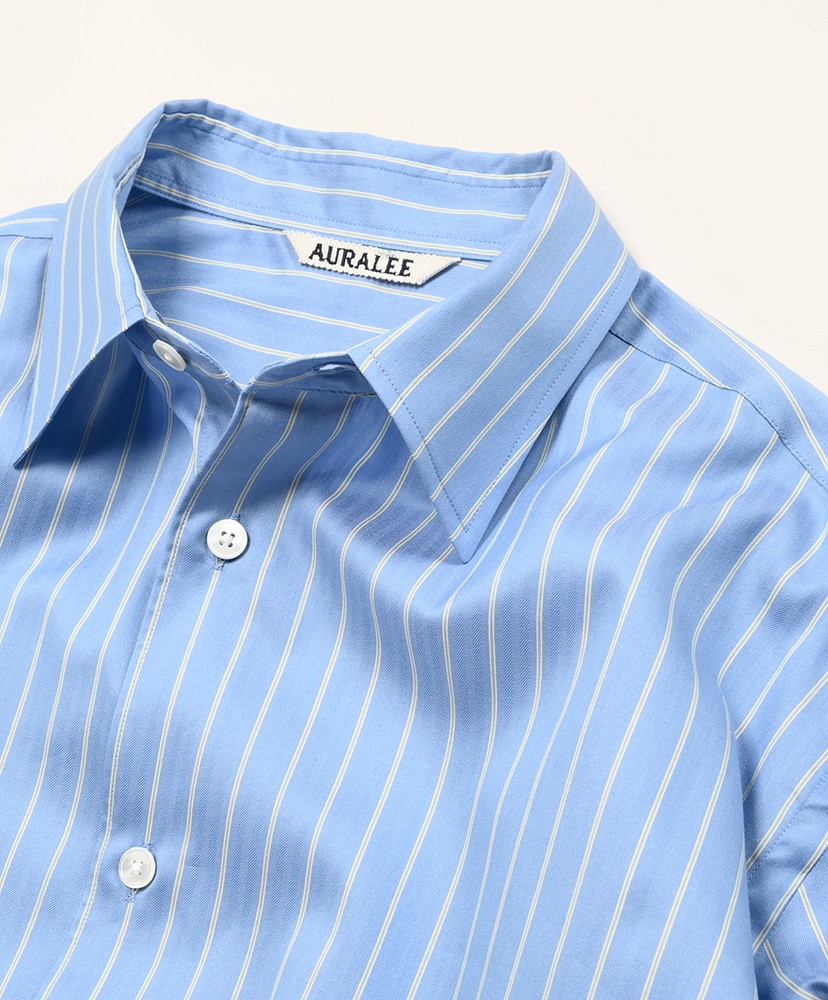 Cotton Silk Stripe Shirt Sax Blue Stripe/サックスブルーストライプ 0(WOMEN)