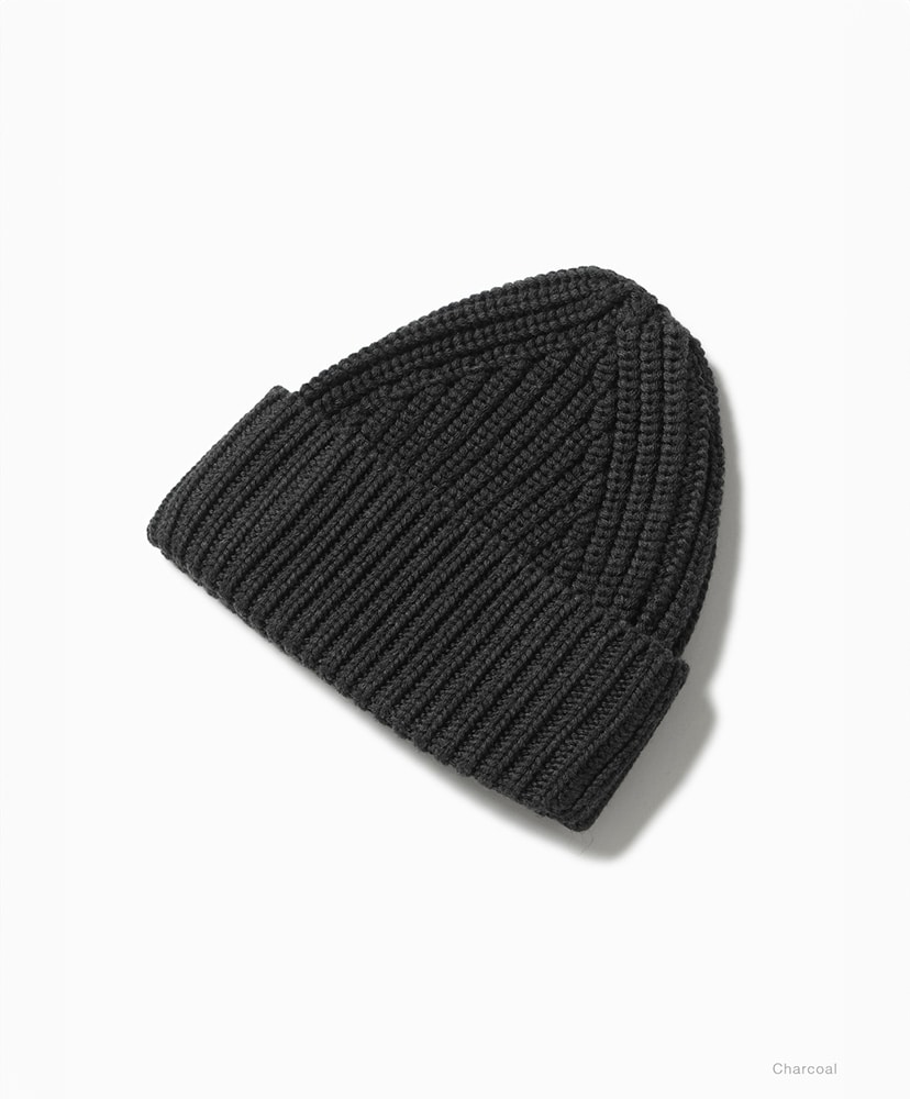 Solid Wool Low Gauge Knit Cap Charcoal/チャコール F(UNISEX)