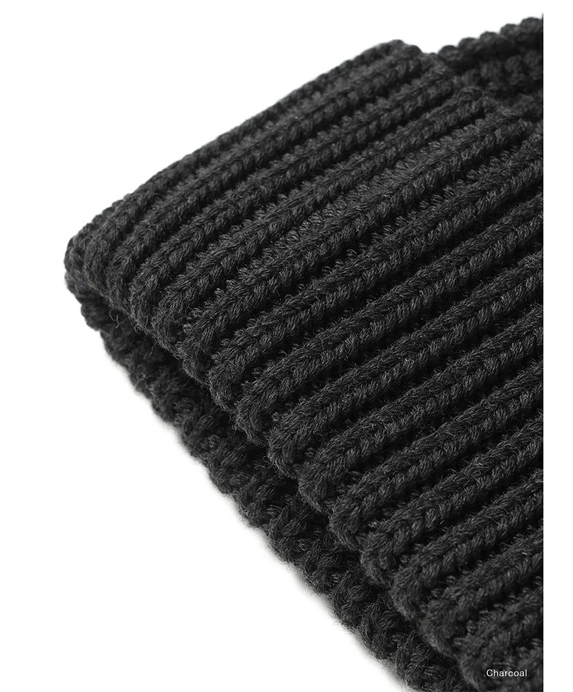 Solid Wool Low Gauge Knit Cap Charcoal/チャコール F(UNISEX)