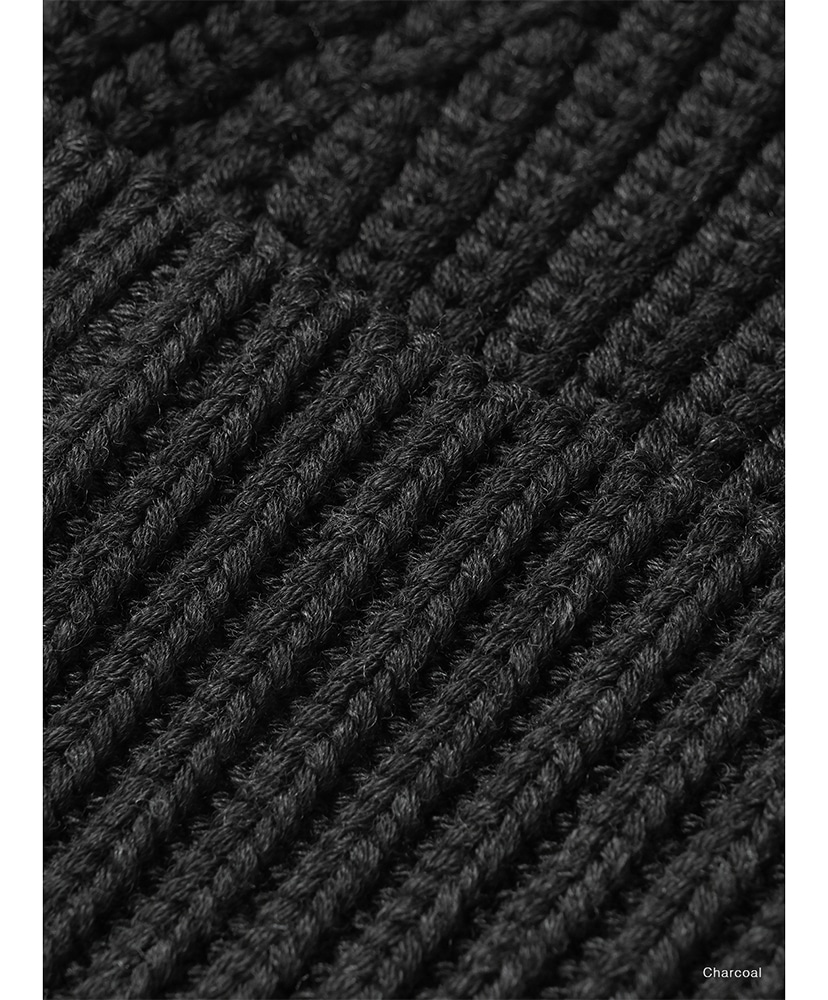 Solid Wool Low Gauge Knit Cap Charcoal/チャコール F(UNISEX)