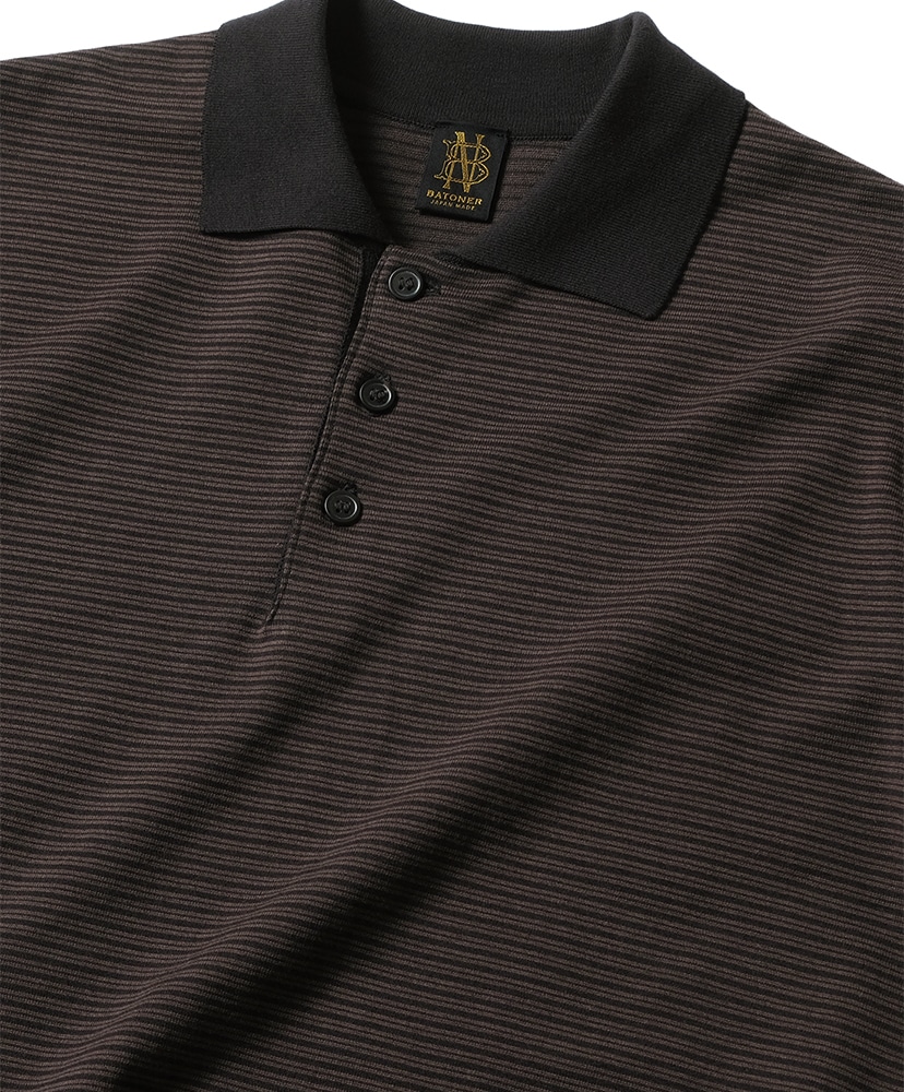 Blousing Polo Long Sleeve T-shirt Black×Brown/ブラック×ブラウン 2(WOMEN)