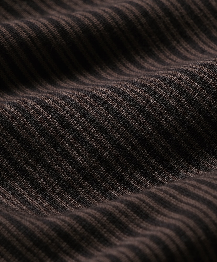 Blousing Polo Long Sleeve T-shirt Black×Brown/ブラック×ブラウン 2(WOMEN)