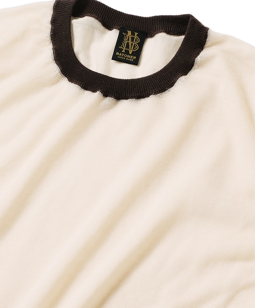 Melty TENJIKU Crew Neck Ivory×Brown/アイボリー×ブラウン 1(WOMEN)