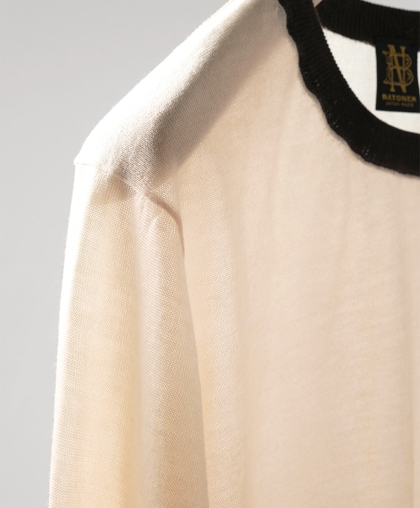 Melty TENJIKU Crew Neck Ivory×Brown/アイボリー×ブラウン 1(WOMEN)