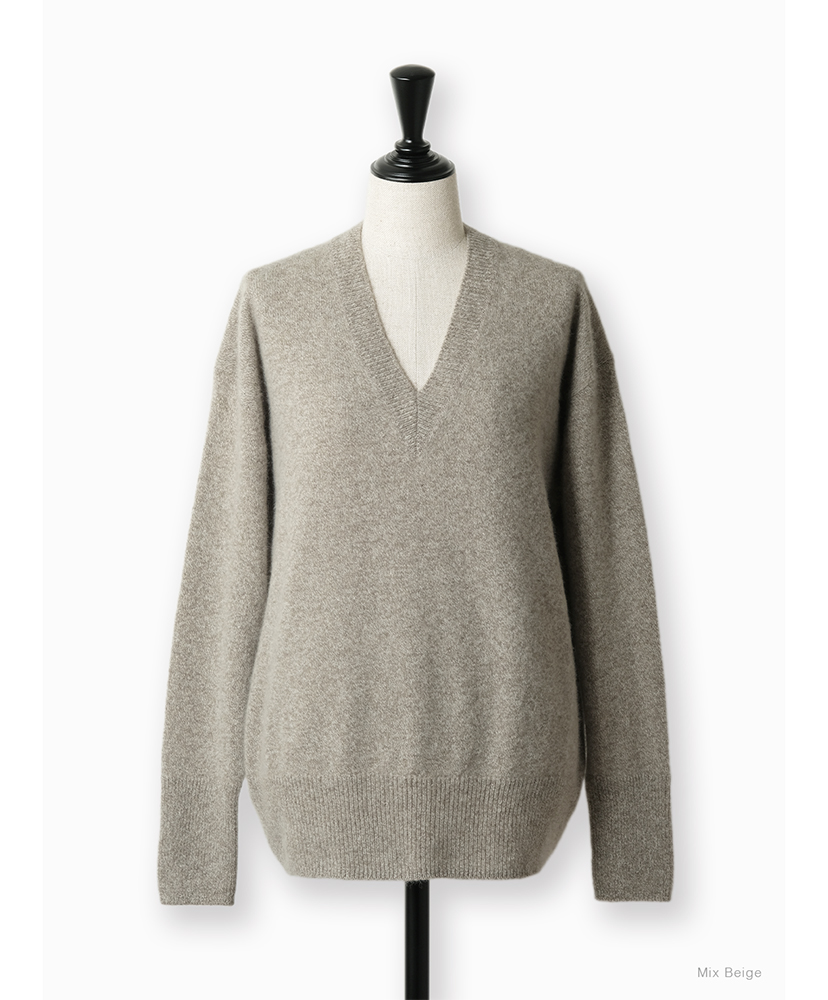 Cashmere Fox Air Tenjiku V Neck Mix Beige/ミックスベージュ 1(WOMEN)