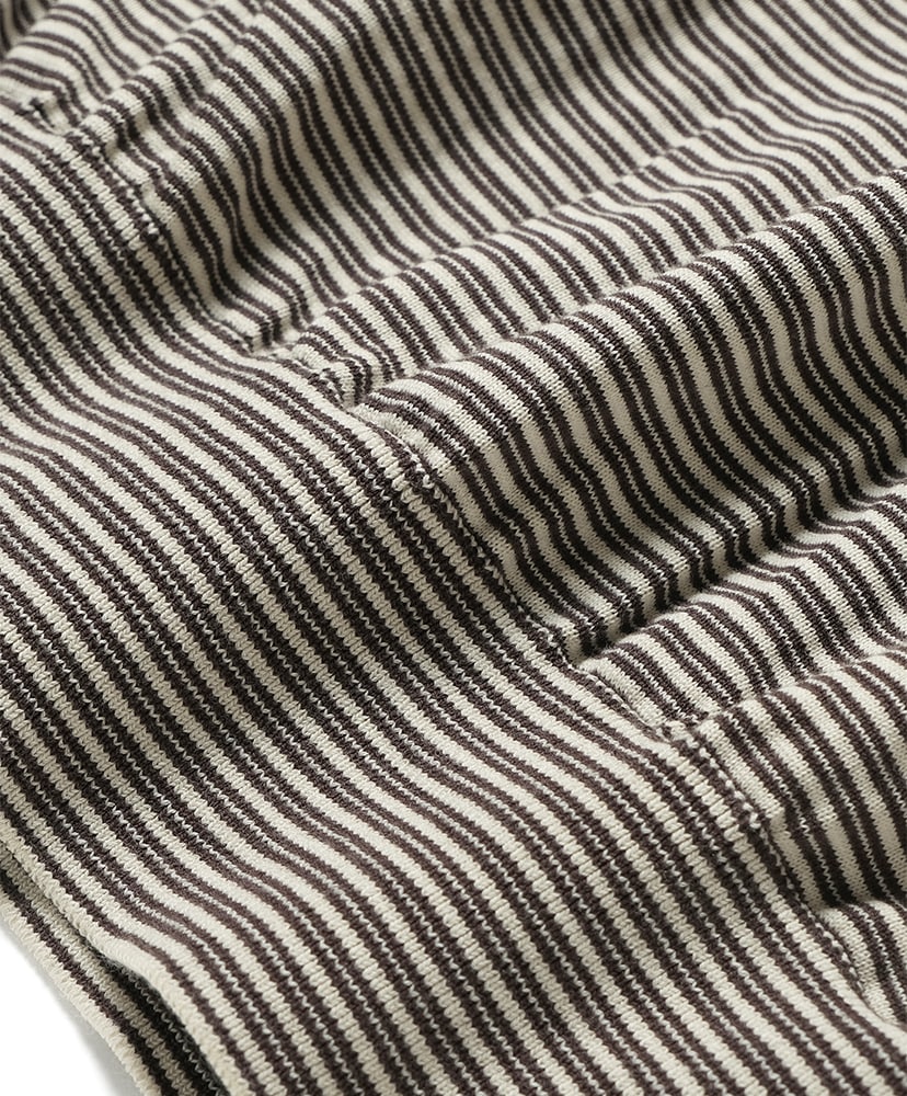Blousing Crew Neck Long Sleeve T-Shirt Oatmeal×Brown/オートミール×ブラウン 1(MEN)