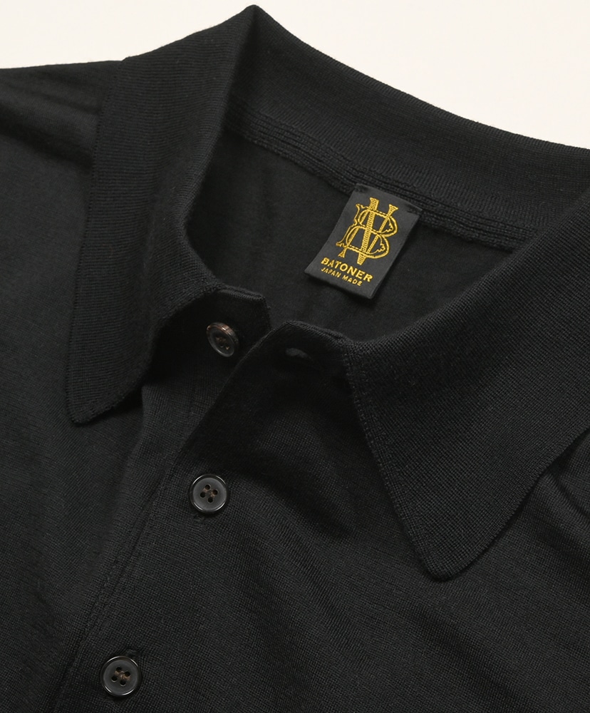 Wool Polo Long Sleeve T-shirt Black/ブラック 1(MEN)
