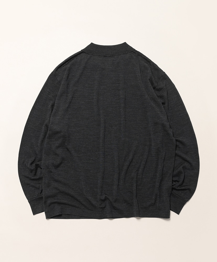 Wool Polo Long Sleeve T-shirt Charcoal/チャコール 1(MEN)