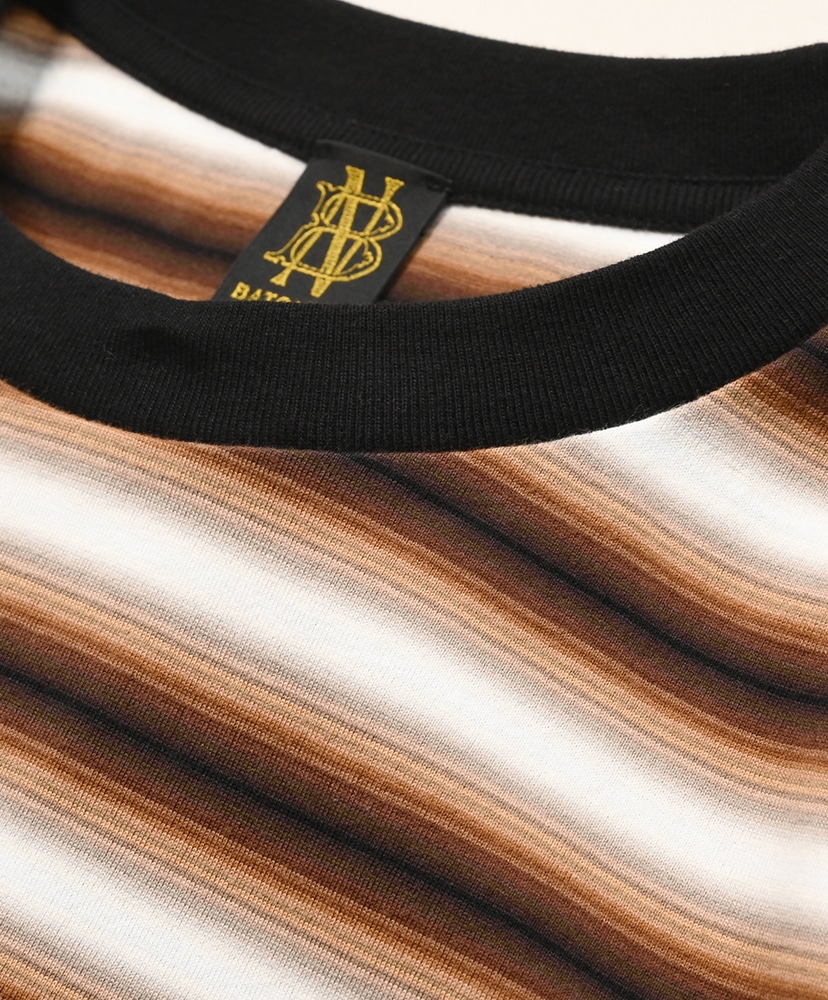 Gradation Crew Neck Long Sleeve T-shirt Black×Brown/ブラック×ブラウン 1(MEN)
