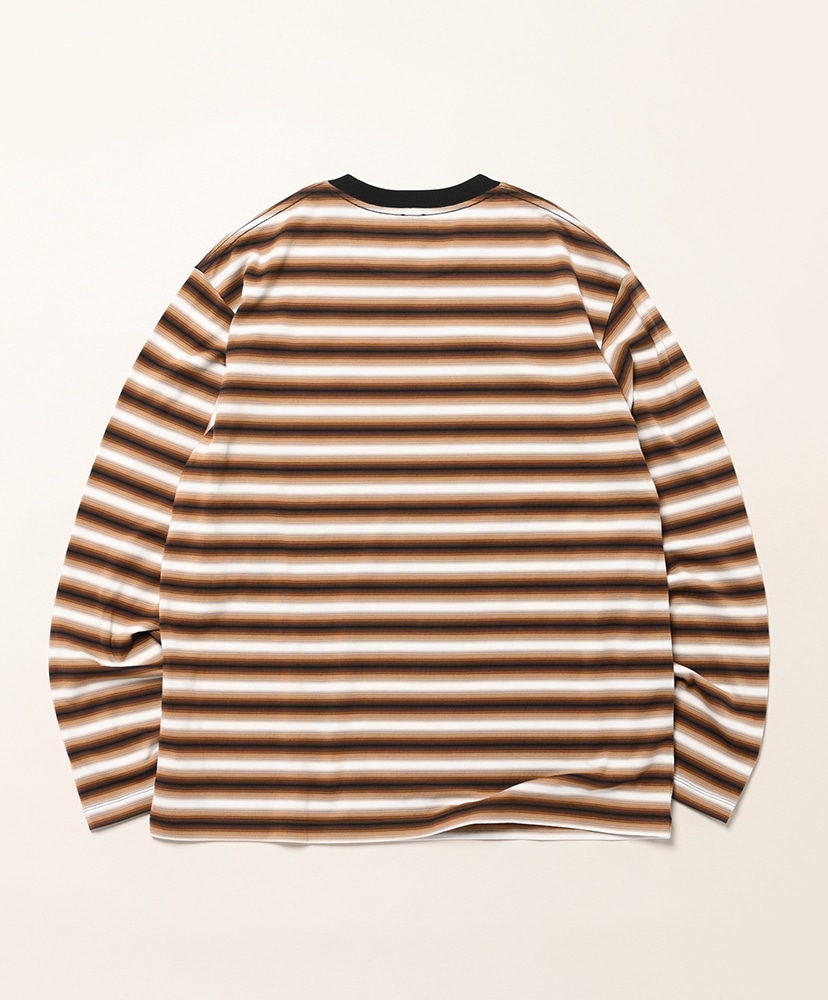 Gradation Crew Neck Long Sleeve T-shirt Black×Brown/ブラック×ブラウン 1(MEN)