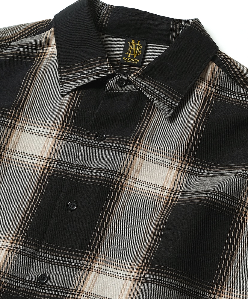 Ombre Check Regular Collar Shirt Black×Brown/ブラック×ブラウン 1(MEN)