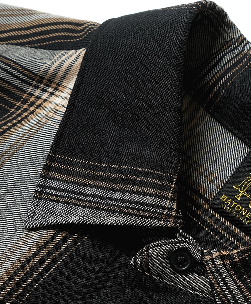 Ombre Check Regular Collar Shirt Black×Brown/ブラック×ブラウン 1(MEN)