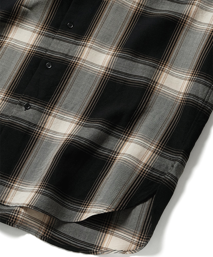 Ombre Check Regular Collar Shirt Black×Brown/ブラック×ブラウン 1(MEN)