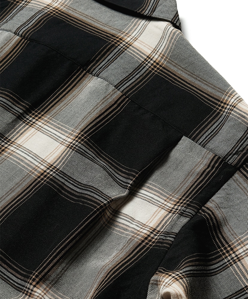 Ombre Check Regular Collar Shirt Black×Brown/ブラック×ブラウン 1(MEN)