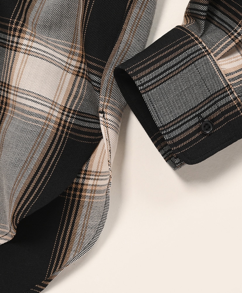 Ombre Check Band Collar Shirt Black×Brown/ブラック×ブラウン 1(MEN)