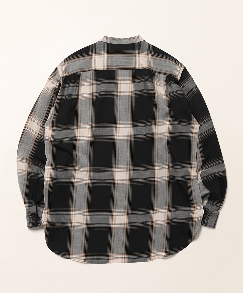 Ombre Check Band Collar Shirt Black×Brown/ブラック×ブラウン 1(MEN)