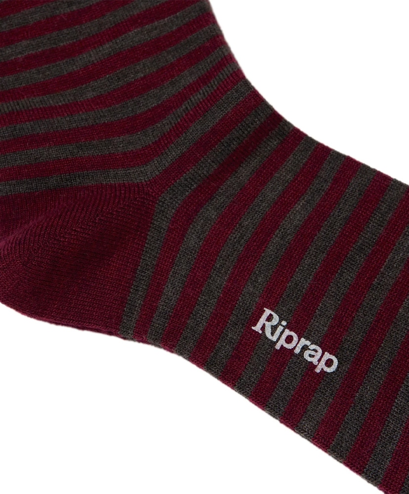 Nz Merino Borders Maroon×Brown/マルーン×ダークブラウン FREE(25-27.5cm)