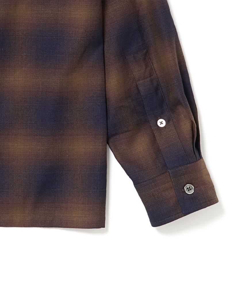 Open Collar Sh L/S Brown×Indigo/ブラウン×インディゴ L(MEN)