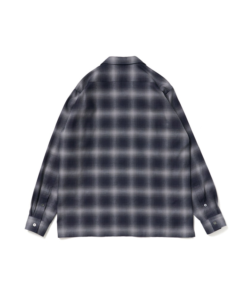 Open Collar Sh L/S Gray×Indigo/グレー×インディゴ L(MEN)