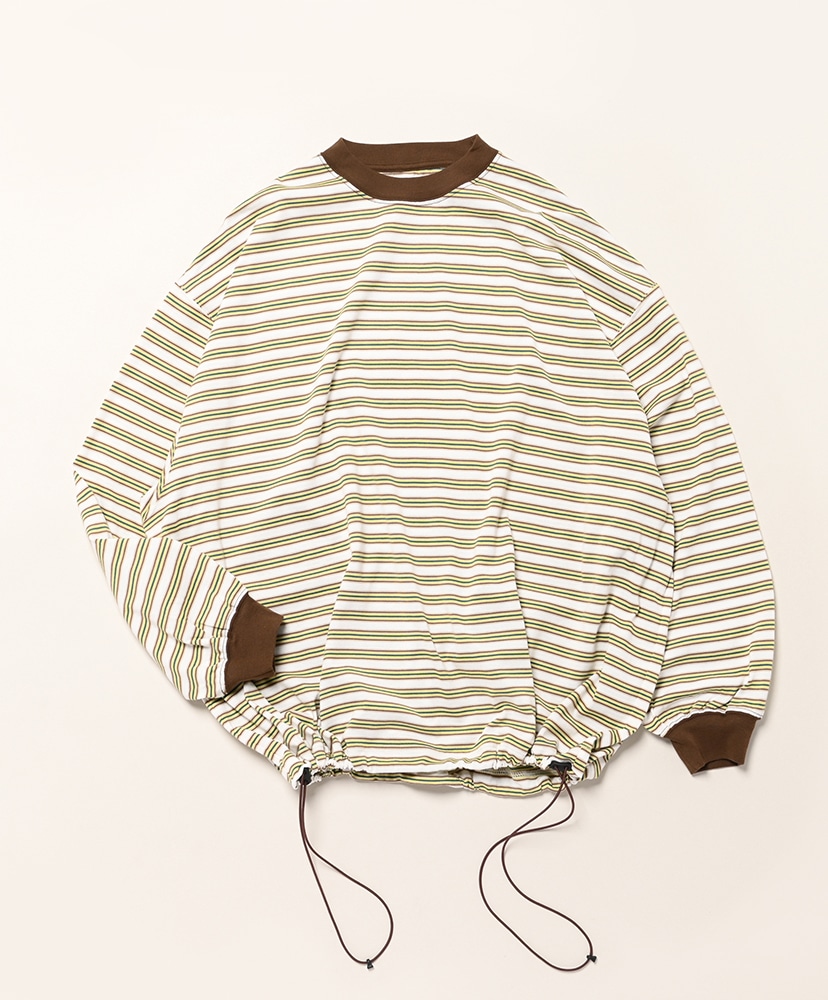 Balloon Border Long-sleeve T-Shirt Brown×Green/ブラウン×グリーン L(MEN)