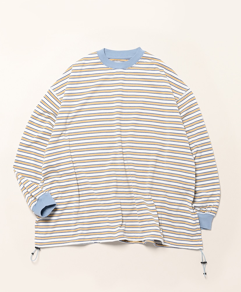 Balloon Border Long-sleeve T-Shirt(L(MEN) Brown×Green/ブラウン