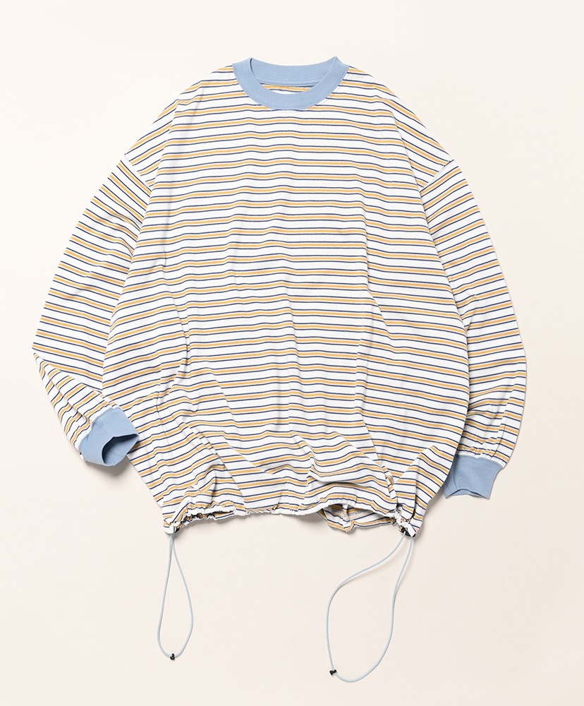 Balloon Border Long-sleeve T-Shirt(L(MEN) Sax×Yellow/サックス
