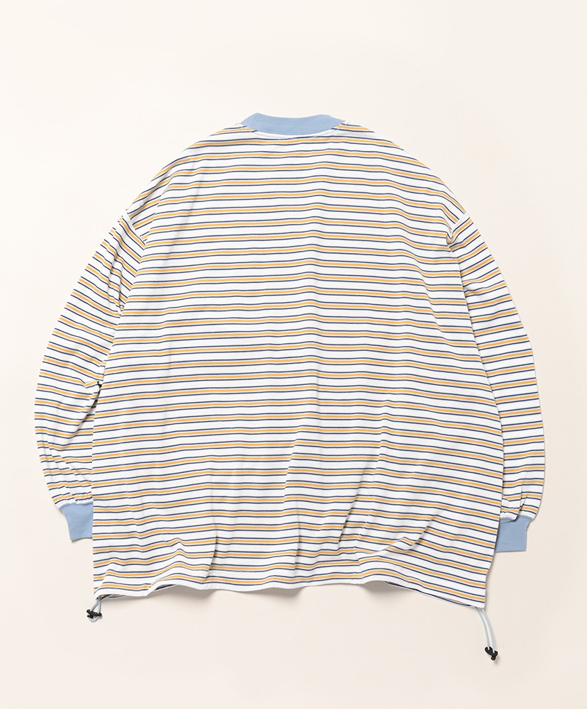 Balloon Border Long-sleeve T-Shirt Sax×Yellow/サックス×イエロー L(MEN)