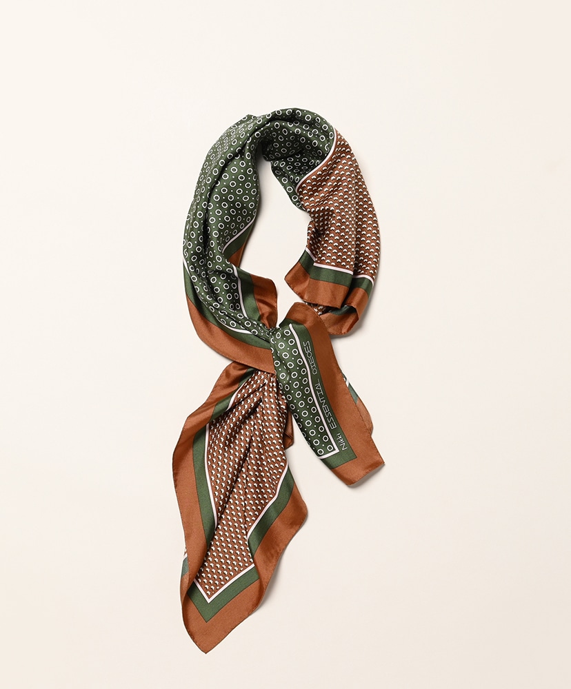 KOMON Silk Scarf Green×Brown/グリーン×ブラウン F