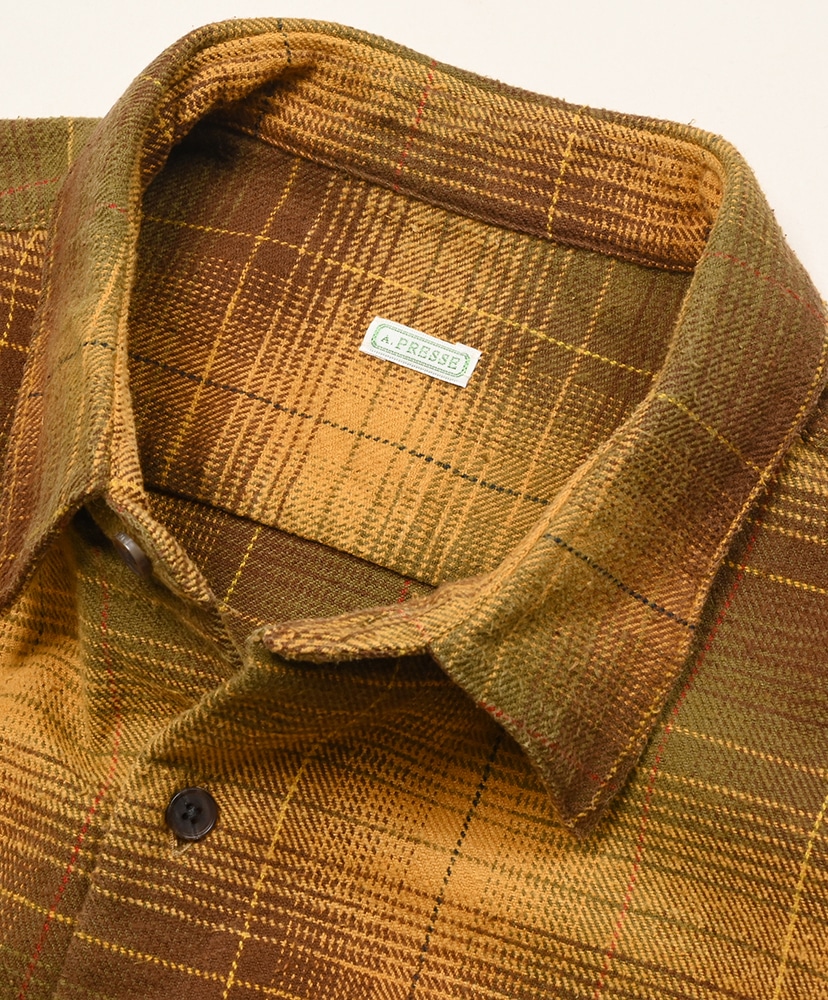 Vintage Cotton Silk Nep Twill Check Shirts Mustard/マスタード 1(MEN)