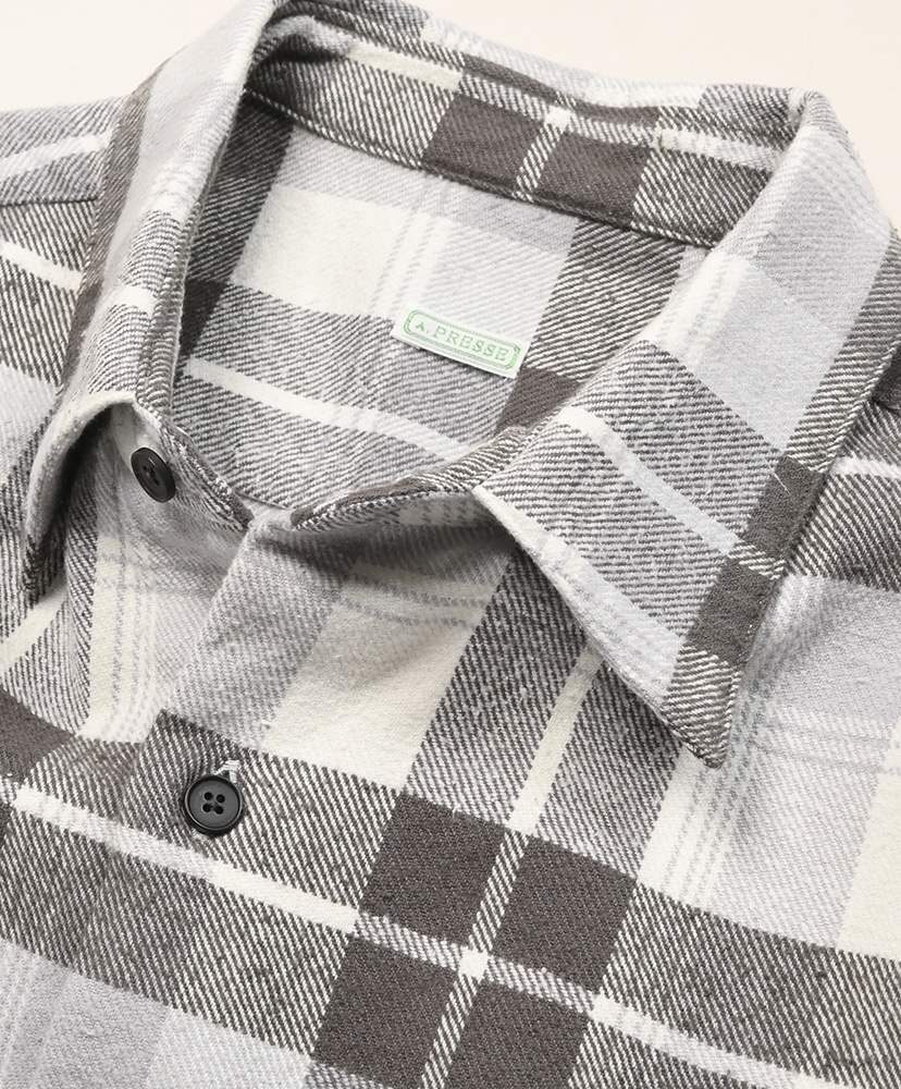 Vintage Cotton Silk Nep Twill Check Shirts Gray/グレー 1(MEN)