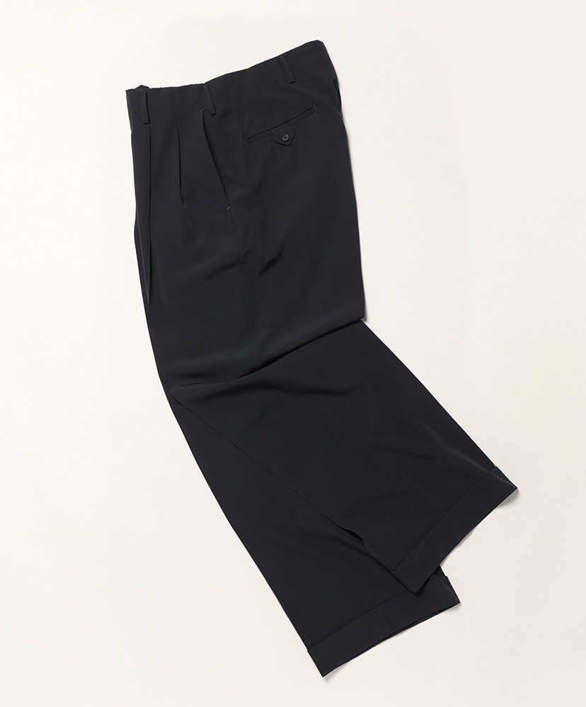 Wool Rayon Wide Trousers Navy/ネイビー 2(MEN)