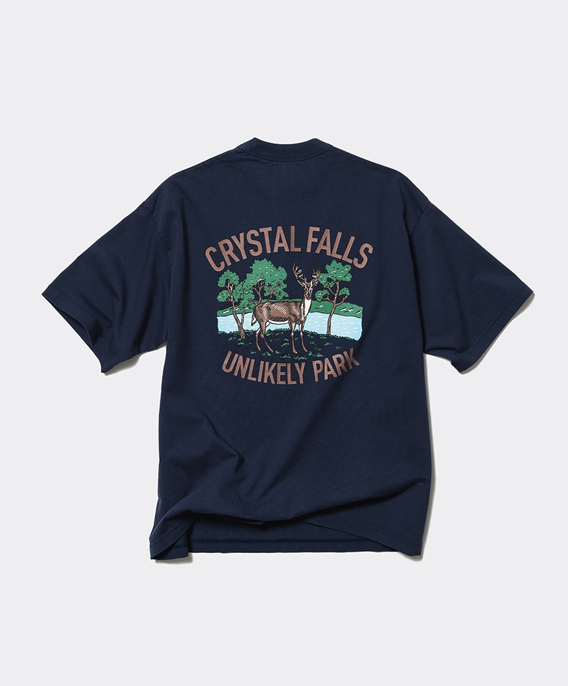 Unlikely Authentic Graphic Tee "CRYSTAL FALLS" Navy/ネイビー L(MEN)