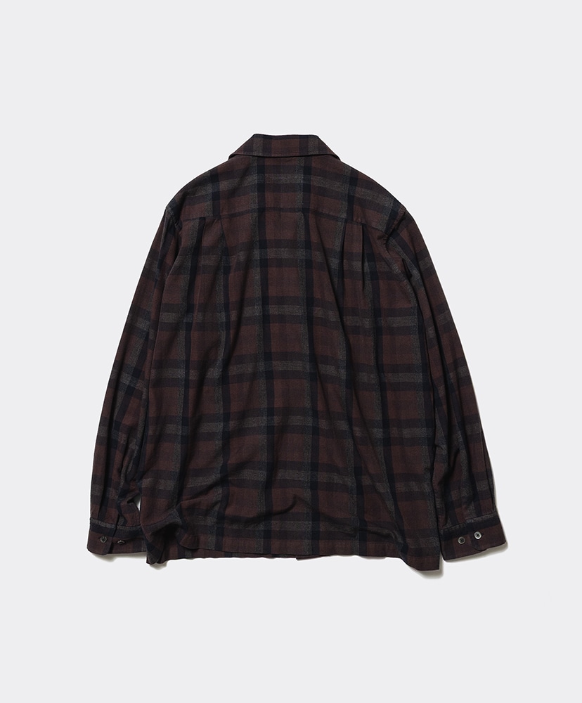 Unlikely 60s Sports Shirt - Cotton/Rayon Brown Plaids/ブラウンプレイズ L(MEN)