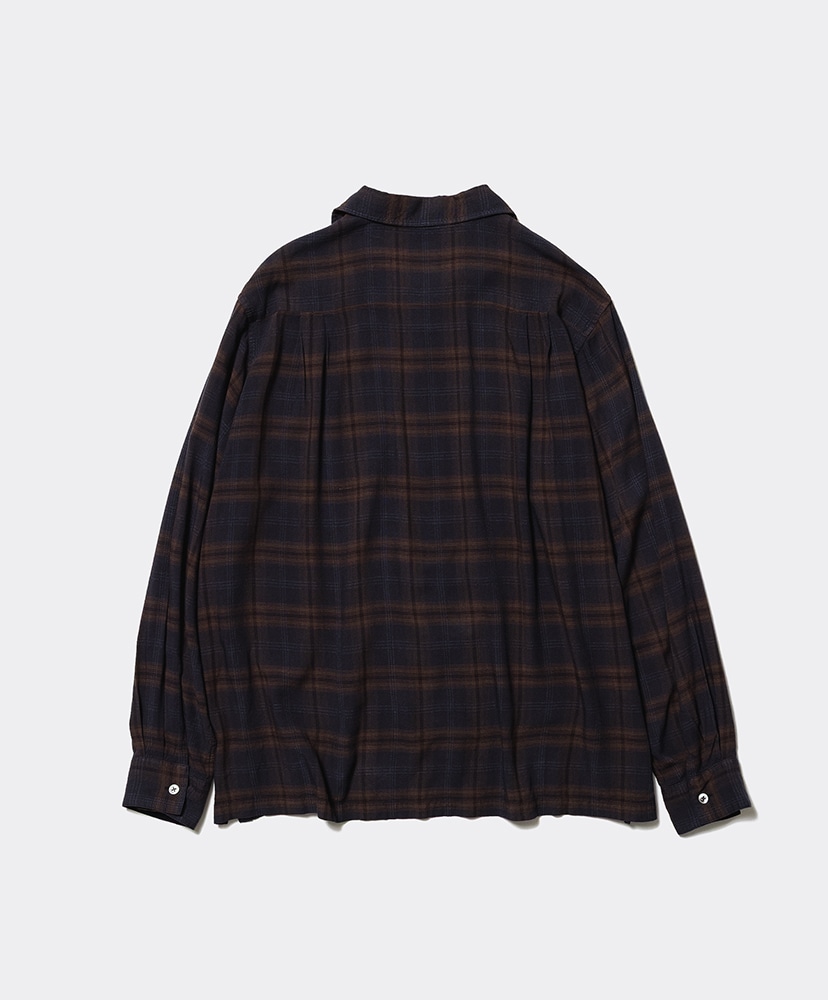 Unlikely 50s Sports Shirt Rayon Charcoal Plaids/チャコールプレイズ L(MEN)