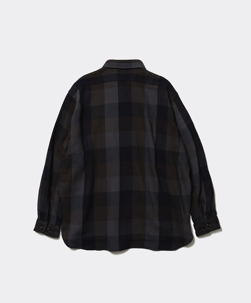Unlikely Heavy? Nel Work Shirts Brown Gray Plaids/ブラウングレープレイズ L(MEN)