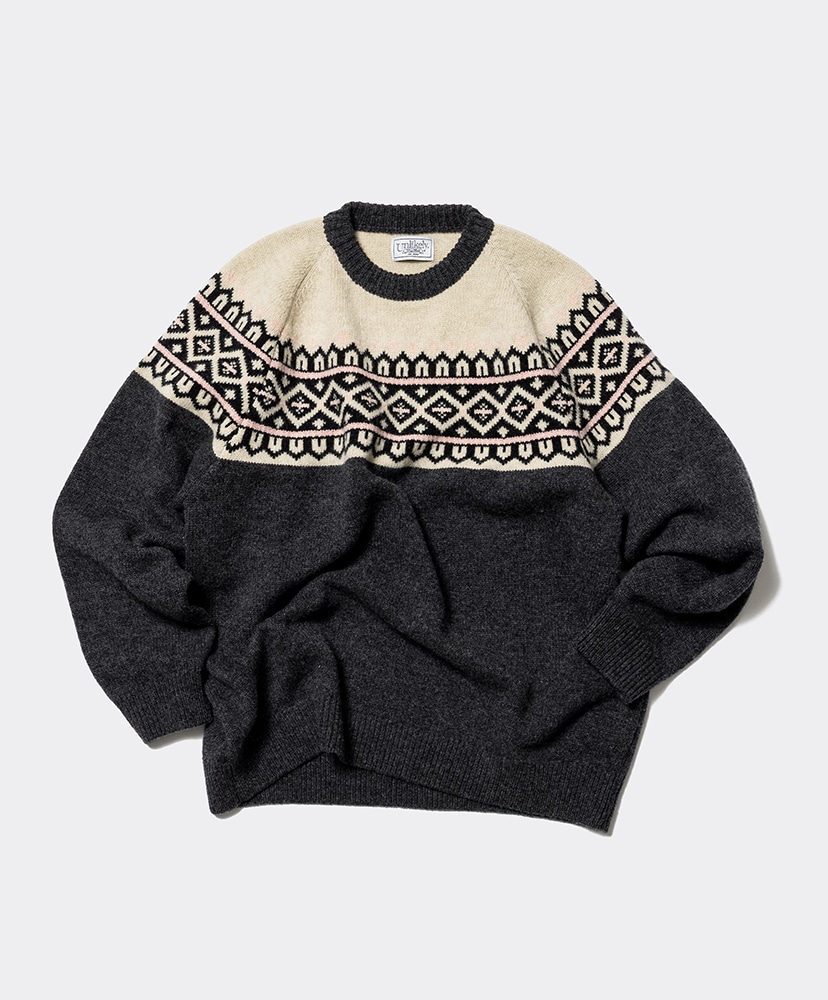 Unlikely Fair Isle Snow Flake Charcoal/チャコール L(MEN)