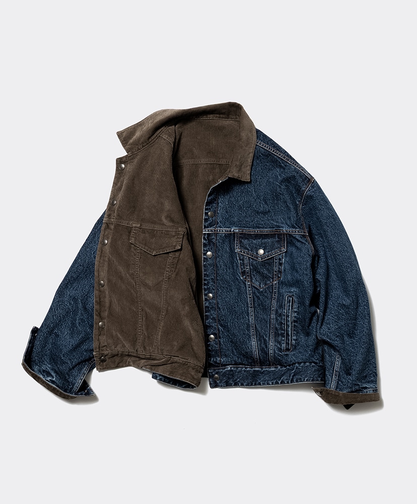 Unlikely Reversible Trucker Jacket Indigo Brown/インディゴ ブラウン L(MEN)