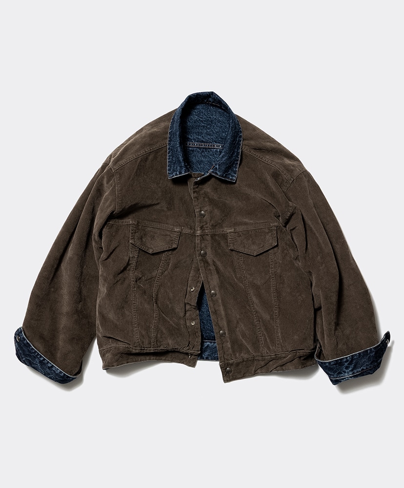 Unlikely Reversible Trucker Jacket Indigo Brown/インディゴ ブラウン L(MEN)