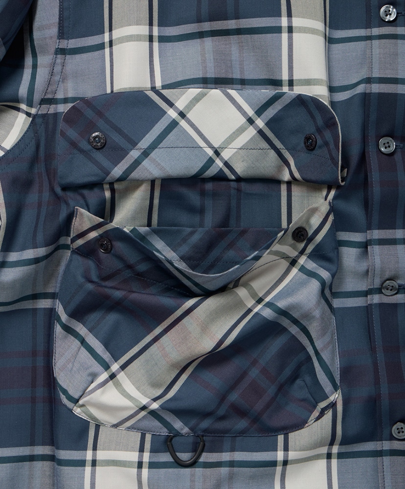 Tech Sports Open Collar Shirt L/S Big Tartan Navy/ネイビー L(MEN)