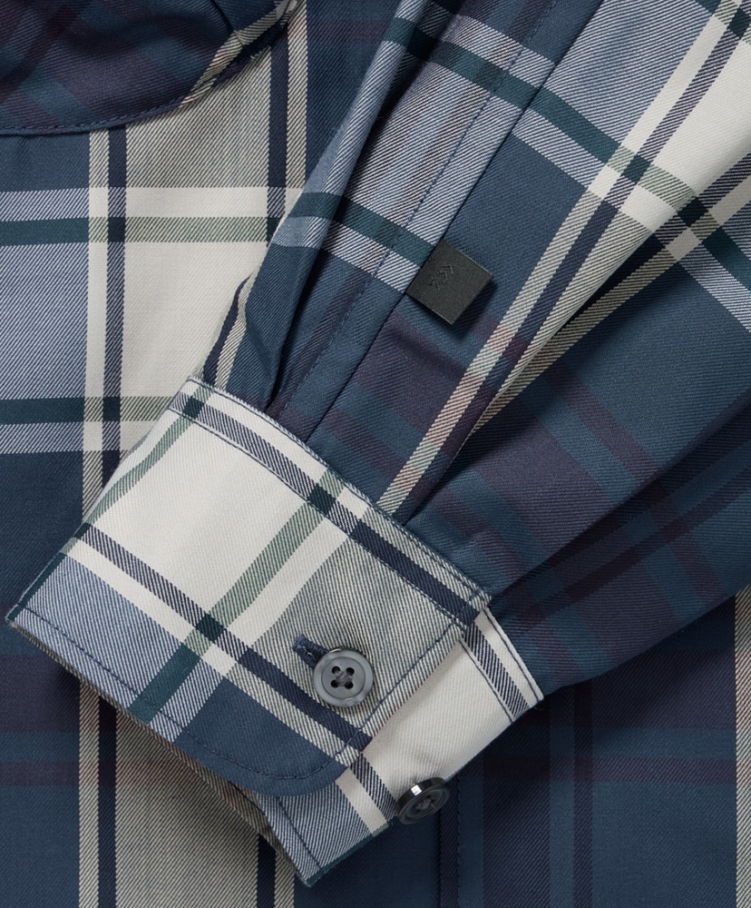 Tech Sports Open Collar Shirt L/S Big Tartan Navy/ネイビー L(MEN)