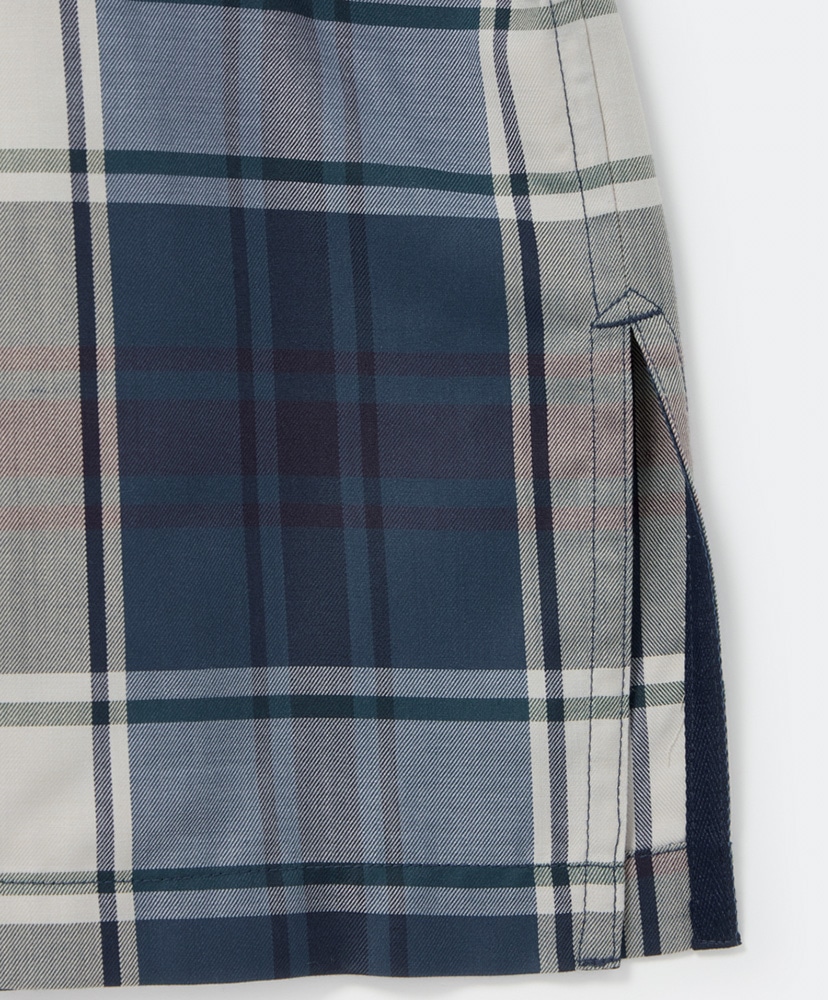 Tech Sports Open Collar Shirt L/S Big Tartan Navy/ネイビー L(MEN)