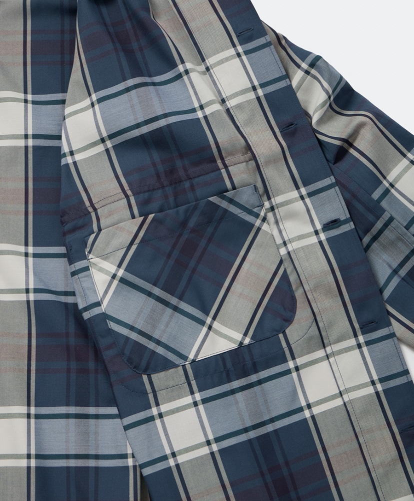 Tech Sports Open Collar Shirt L/S Big Tartan Navy/ネイビー L(MEN)