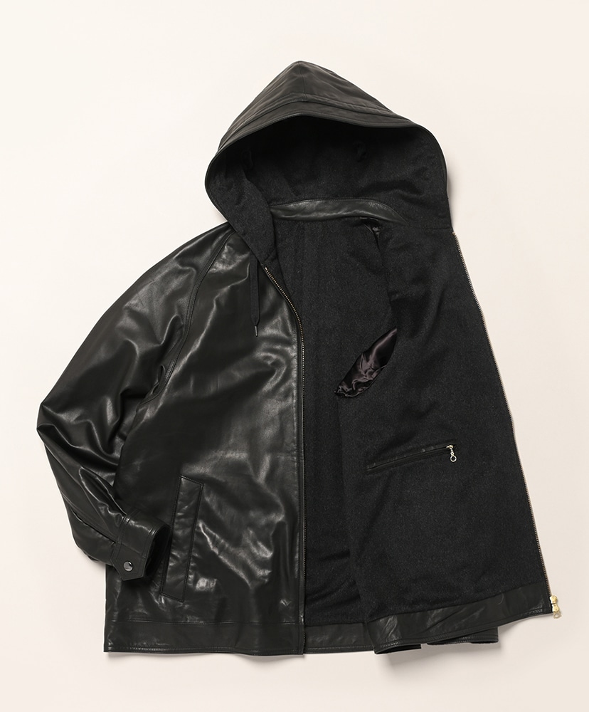 Sheep Leather Hoooded BL Black/ブラック 1(MEN)