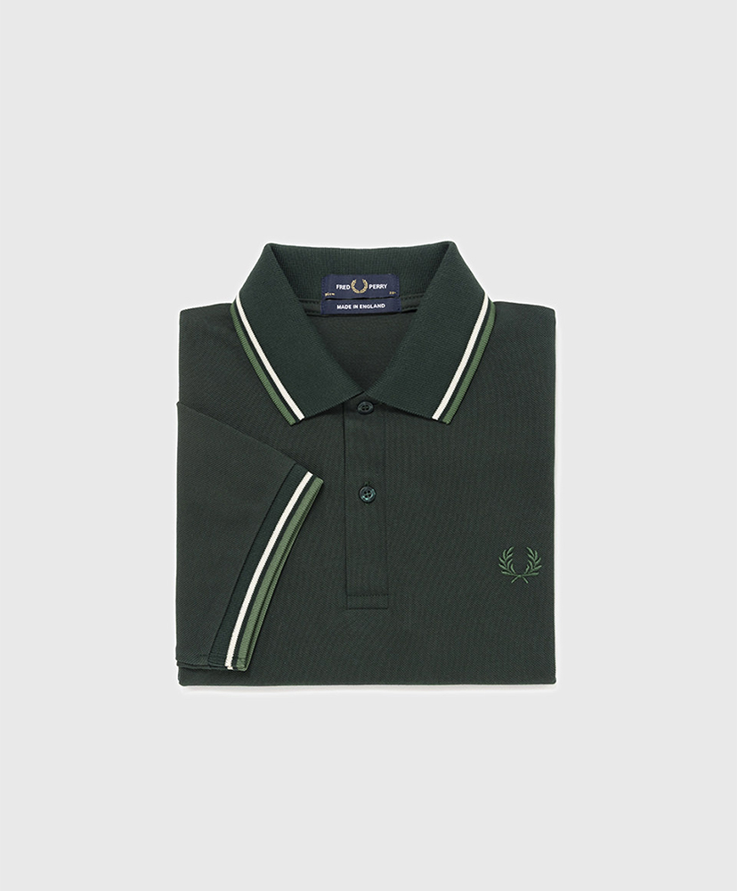 The Original Twin Tipped Fred Perry Shirt Grassroots×White×Green/グラスルーツ×ホワイト×グリーン 40(MEN)