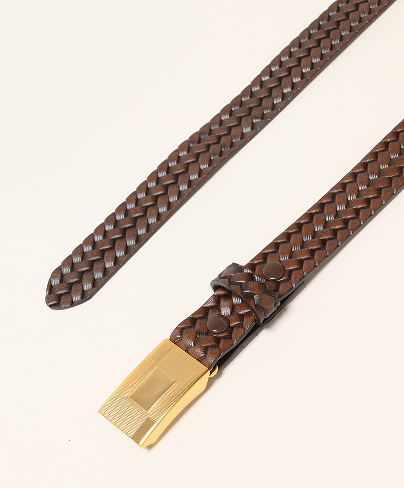 Lot.021 Basketweave Pattern Belt Mud Dyed Brown/マッドダイドブラウン OS